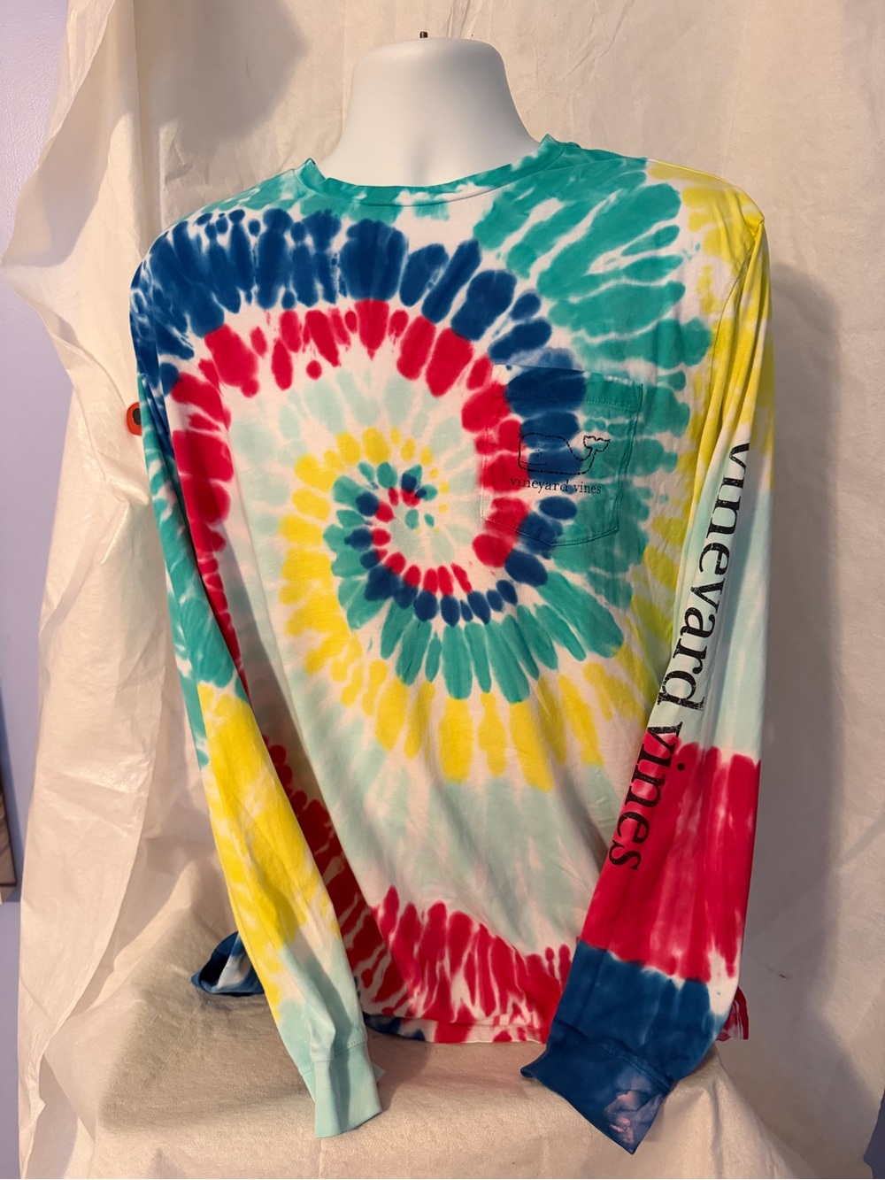 Vineyard Vines Multicolor Tie-Dye Pocket Long Sleeve Tee
